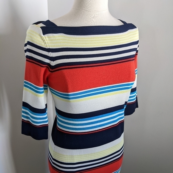 MILLY of NY Bright Colorful Striped Knit Dress S Preppy Shift Dress - Picture 4 of 13
